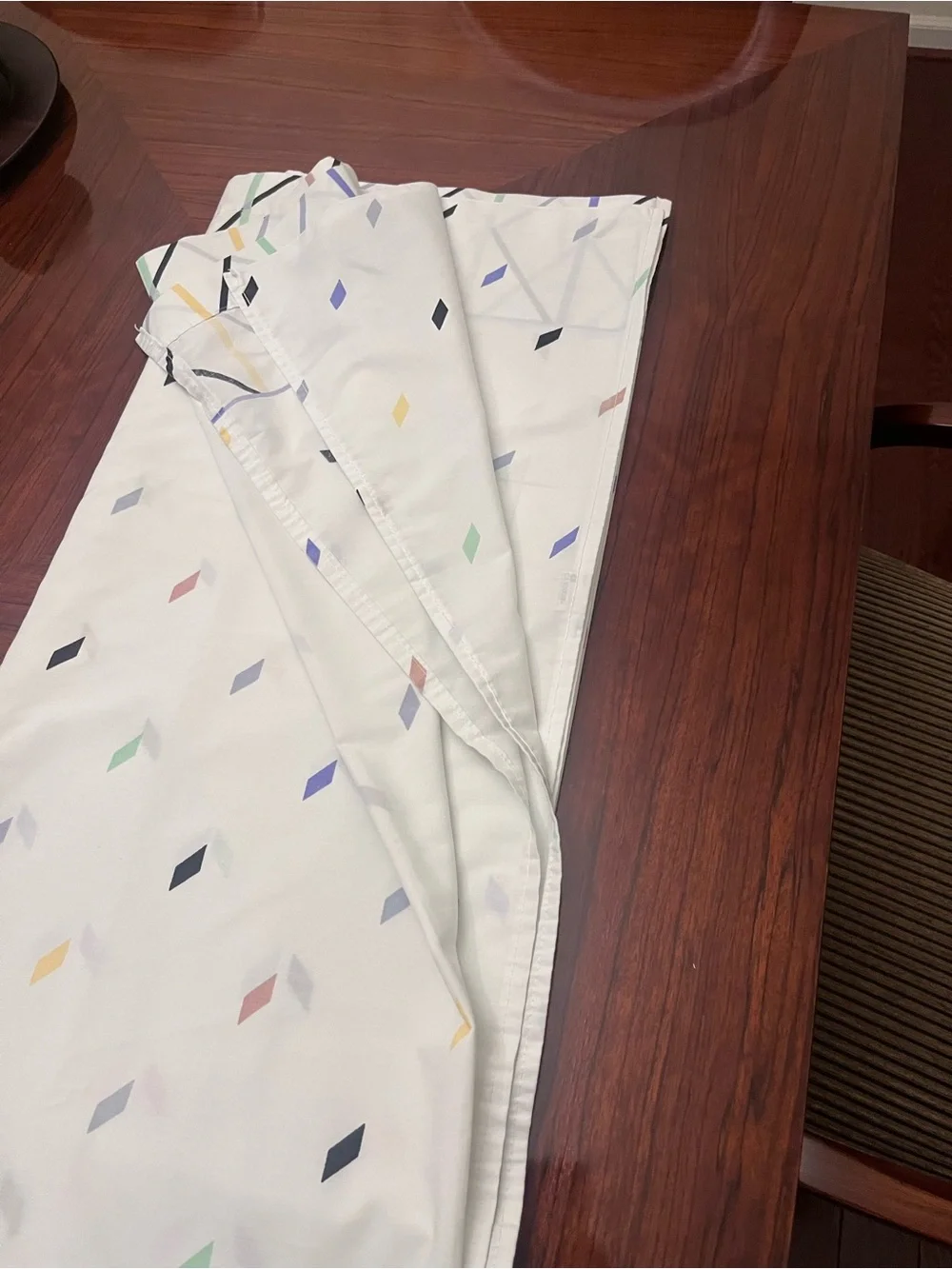 Vintage Canon Percale King size Flat sheet with Pastel Geometric Accents
